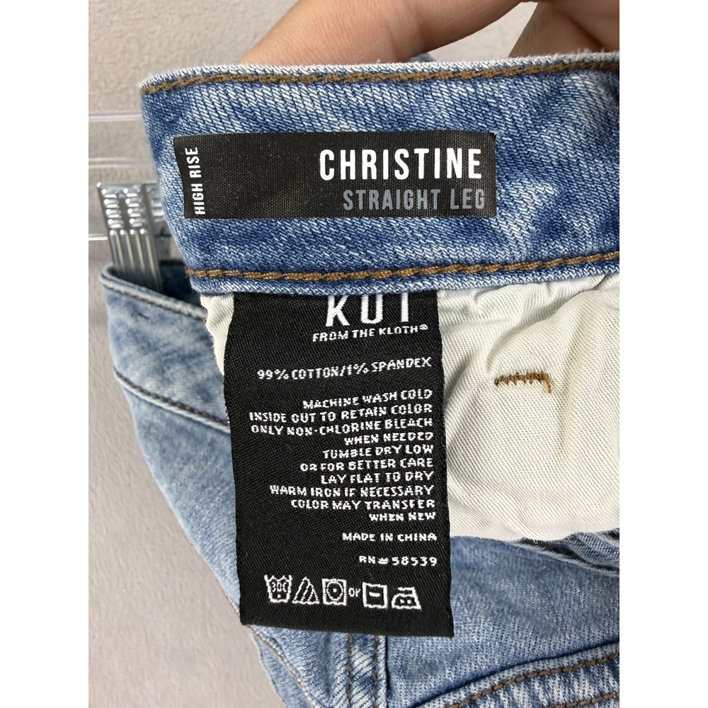 KUT From The Kloth Christine High Rise Straight Leg Distressed Jeans Womens Sz 8 - Picture 9 of 10